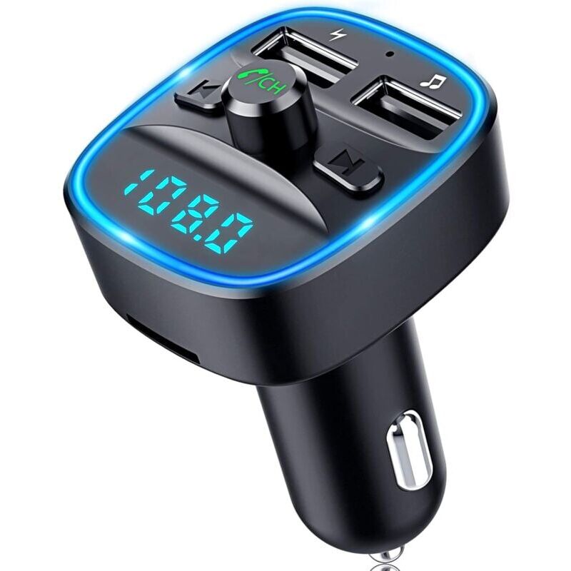 foto del prodotto snq trasmettitore fm bluetooth, adattatore radio per auto bluetooth 5.0, lettore mp3, kit vivavoce wireless, caricabatteria per accendisigari con