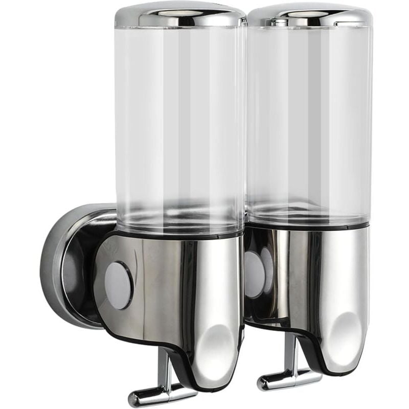 foto del prodotto snq trasparente 500 ml x 2 dispenser di sapone a parete, dispenser di sapone per le mani con doppia testa, dispenser di sapone liquido per gel