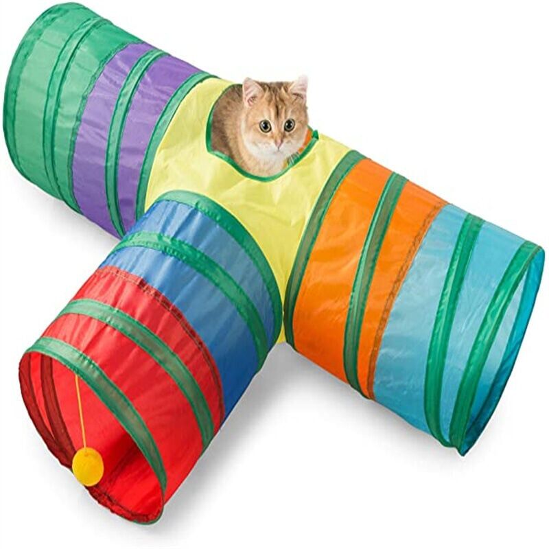 foto del prodotto snq tunnel interattivo per gatti giocattolo per animali domestici tunnel da gioco per gatti, gattini, conigli, cuccioli pieghevole