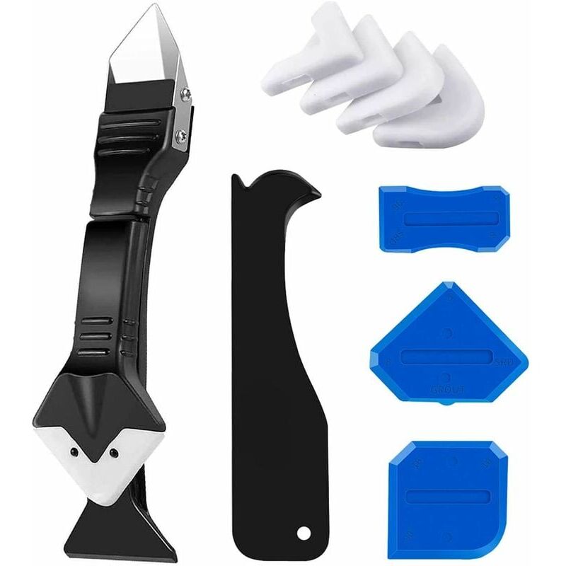 foto del prodotto snq ugello per calafataggio in silicone 3 in 1 acciaio inossidabile raschietto strumento di finitura sigillante riutilizzabile 5 punte in