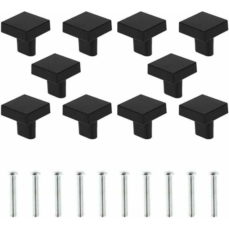 foto del prodotto snq un set di 10 maniglie per porte nere, maniglie per mobili quadrati solidi, maniglie per mobili da cucina retr nere 