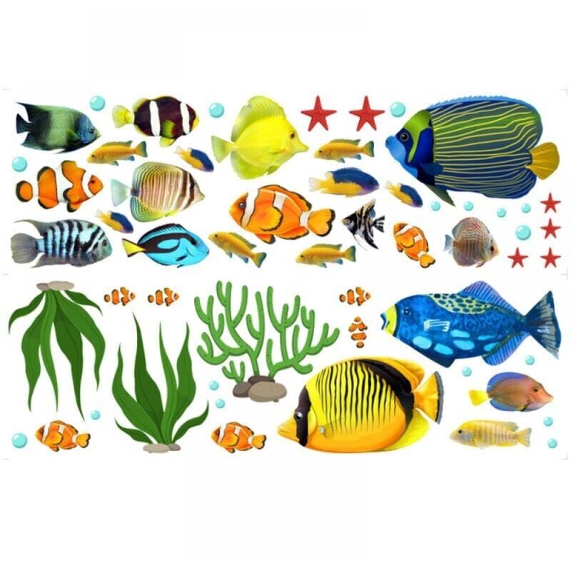 foto del prodotto snq un set di adesivi murali con pesci tropicali adesivi murali decorazione murale adesivo rimovibile per soggiorno bagno camera dei bambini