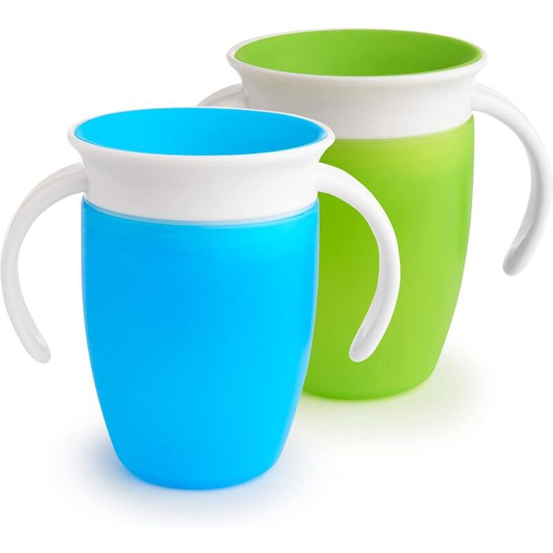 foto del prodotto snq una tazza blu, una tazza verde ciascuna tazza da allenamento miracle 360, rosa viola, set da 2