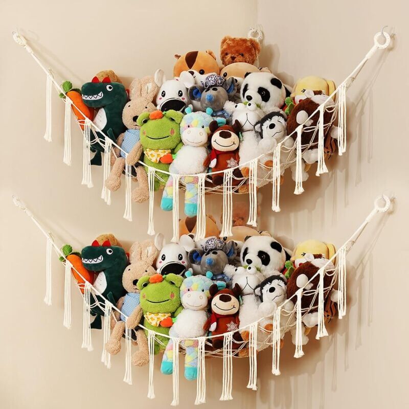 foto del prodotto snq unit amaca portaoggetti per giocattoli, amaca portaoggetti per giocattoli boho per animali di peluche, organizer per cameretta appeso per