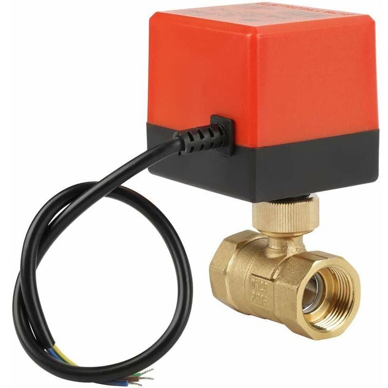foto del prodotto snq valvola a sfera motorizzata in ottone a 2 vie g3 4 dn20, dc 12 24v, valvola elettrica per il controllo del flusso, valvola a sfera