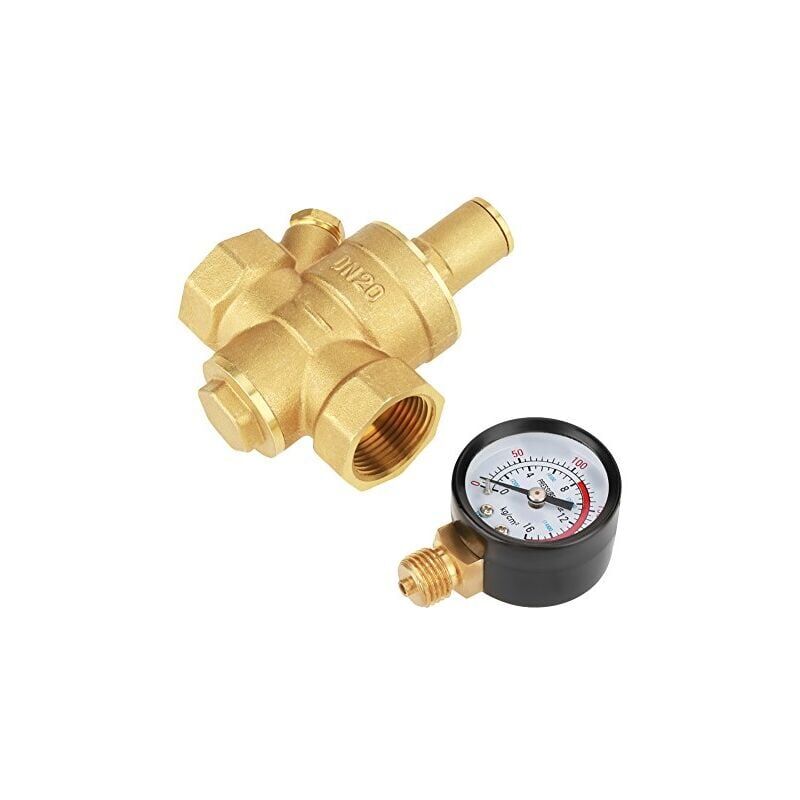 foto del prodotto snq valvola di riduzione della pressione dell acqua regolabile in ottone dn20 con misuratore di pressione, riduttore di pressione,