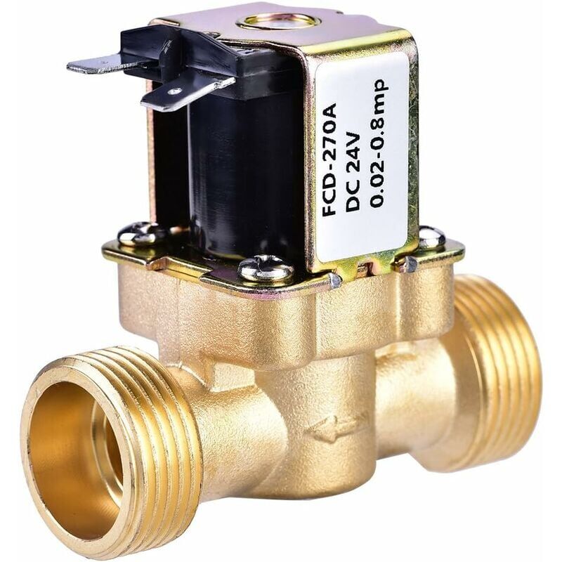 foto del prodotto snq valvola magnetica solenoide elettrica in ottone per rubinetto dell acqua da 3 4 normalmente chiusa dc 24v 220ma per il controllo dell acqua