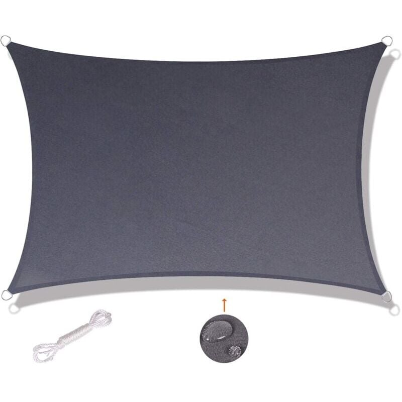 foto del prodotto snq vela ombreggiante rettangolare 2x2m impermeabile e resistente ai raggi uv, adatta per balcone, giardino, terrazza, grigio