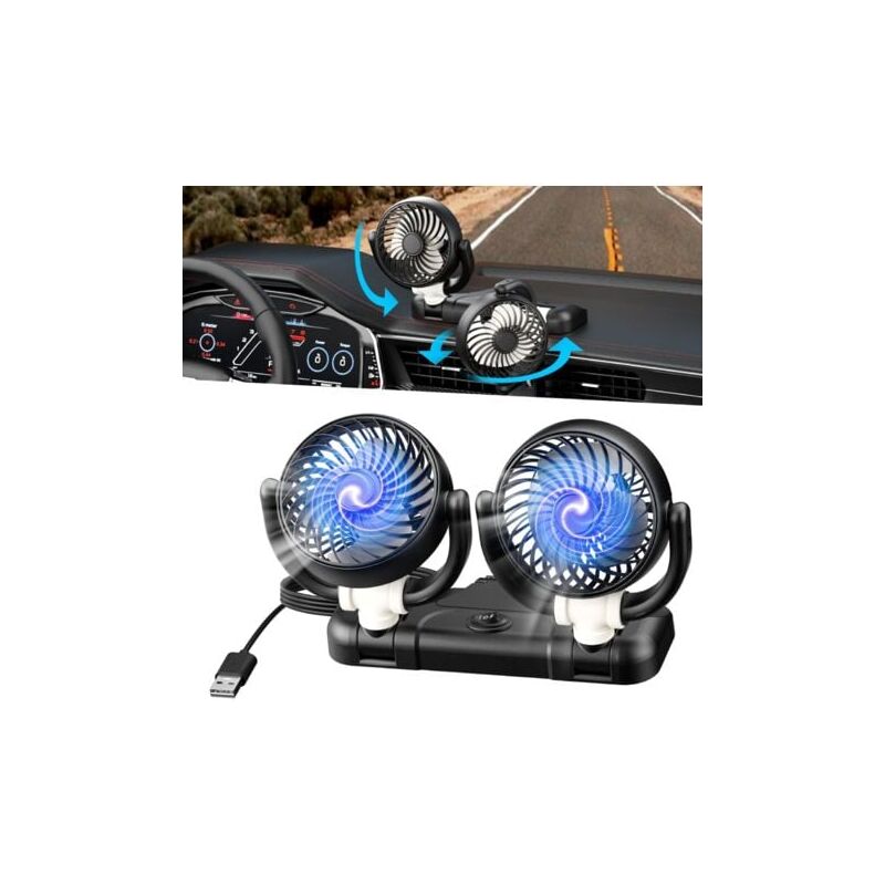 foto del prodotto snq ventilateur de voiture double t t 5v, rotation 360 ventilateur de voiture usb, ventilateur auto, ventilateur de v hicule, ventilateurs de