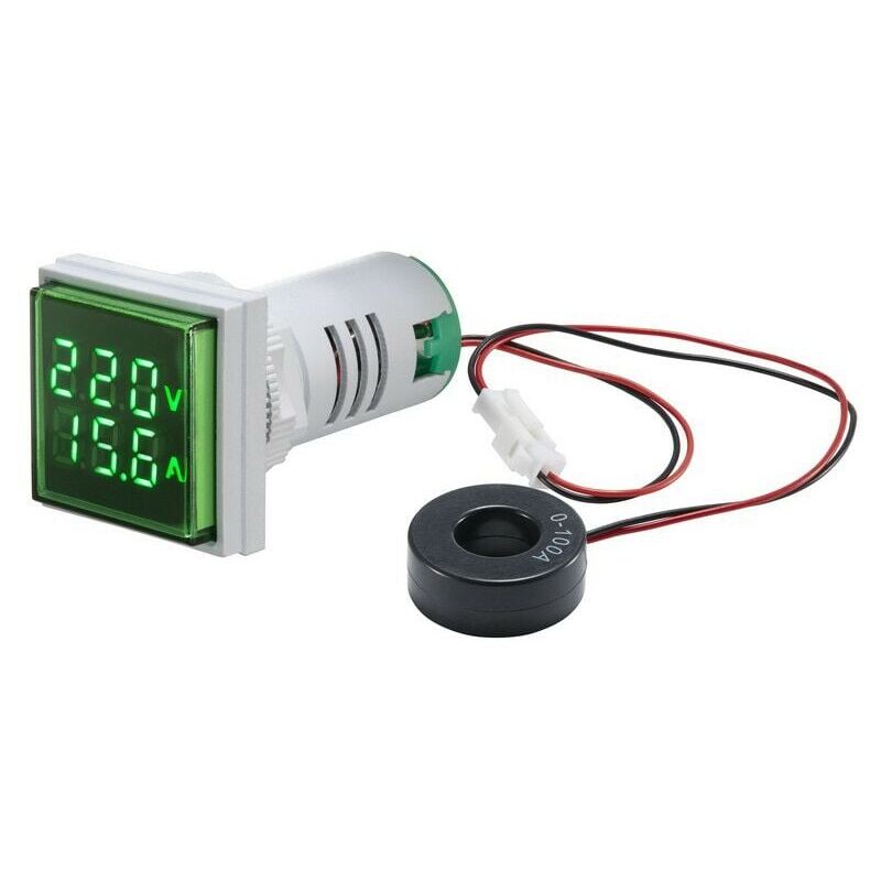 foto del prodotto snq verde mini quadrato digitale voltmetro amperometro voltmetro amperometro voltmetro doppio display led indicatore di tensione e corrente