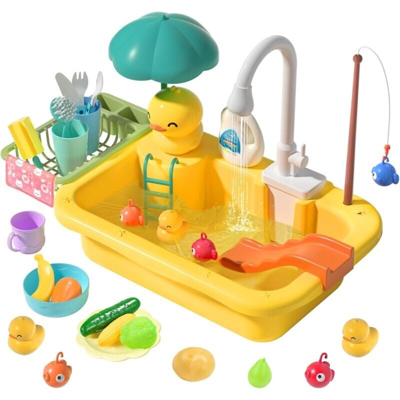 foto del prodotto snq vier de jeu avec eau courante, jouet d vier de cuisine avec robinet d eau chaude lectrique am lior , jouet de p che en tang flottant, jouet