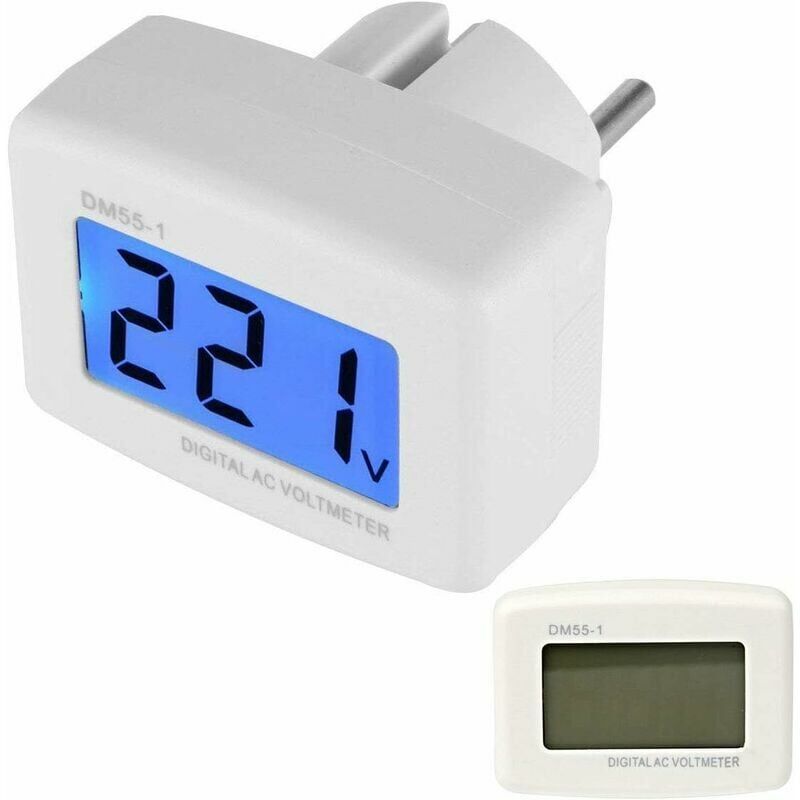 foto del prodotto snq voltmetro lcd digitale retroilluminato blu 220v, pannello di prova della tensione della spina ue, dm55 1 ac 80 300v