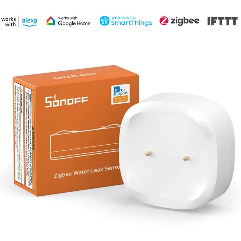 foto del prodotto snzb 05p sensore di perdite d acqua smart zigbee sonoff
