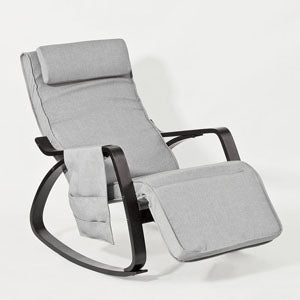 foto del prodotto sobuy anti scivolo poltrona a dondolo poltrona relax sedia adraio con organizer da appendere grigio fst20 hg
