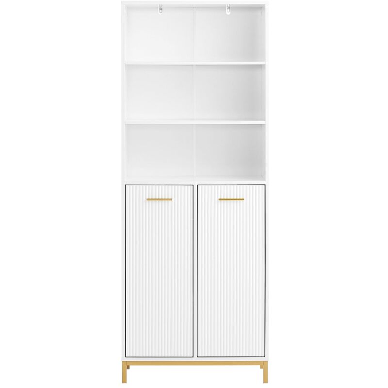 foto del prodotto sobuy armadio alto bagno con 3 scomparti mobiletto per lavanderia colonna scaffale bianco 65x32x170cm bzr182 w