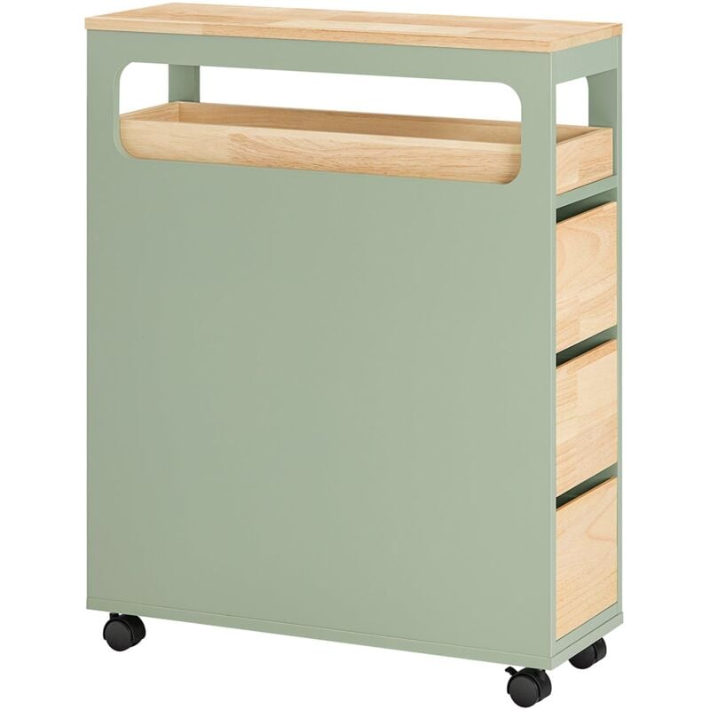 foto del prodotto sobuy carrellino salvaspazio con 3 cassetti carrello cucina organizzatore bagno mobiletto bagno colore verde e naturale bzr54 gr