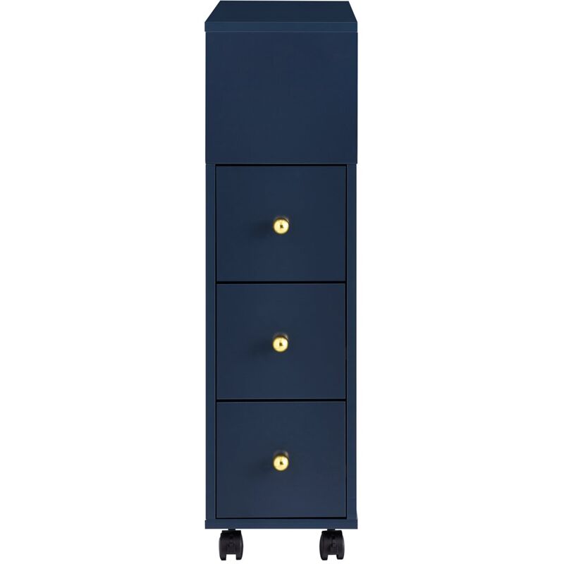 foto del prodotto sobuy carrellino salvaspazio con 3 cassetti carrello cucino organizzatore bagno mobiletto bagno blu 23x65x83cm bzr195 b