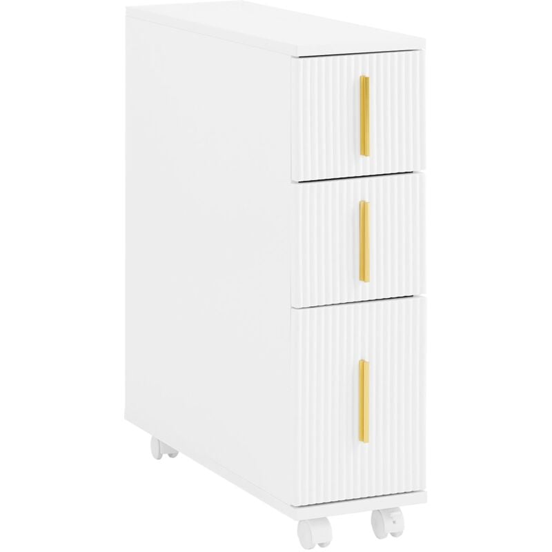 foto del prodotto sobuy carrellino salvaspazio mobile da bagno con 3 cassetti 20x60x70cm bianco bzr183 w