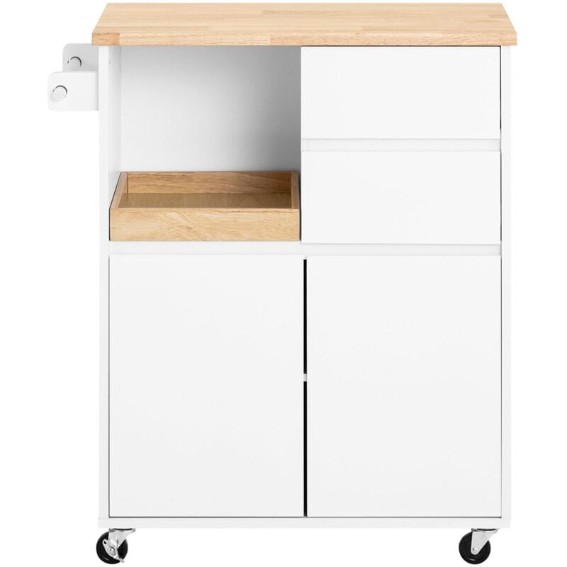 foto del prodotto sobuy carrello cucina con 2 cassetti e 2 ante carrello multiuso bianco 72x40x84cm fkw123 wn