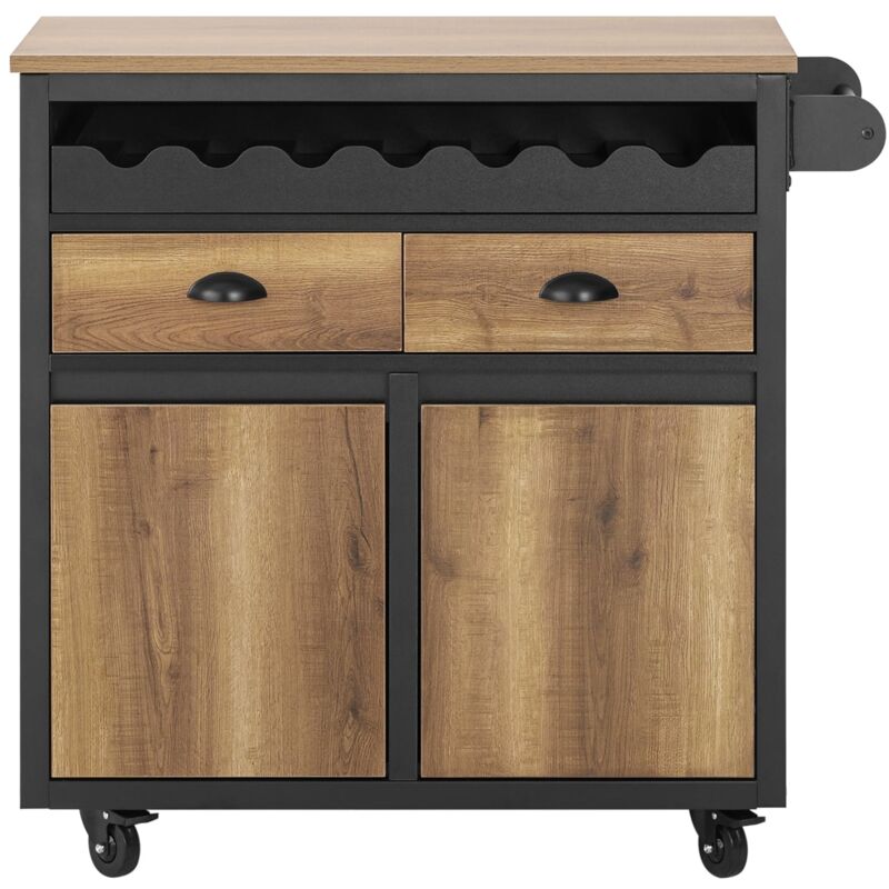 foto del prodotto sobuy carrello cucina con ruote credenza cucina mobile cucina nero 89x40x87cm fkw122 sch