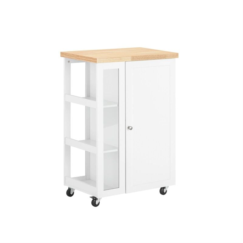 foto del prodotto sobuy carrello cucina credenza bianca con armadio e portabottiglie bianco fkw75 wn