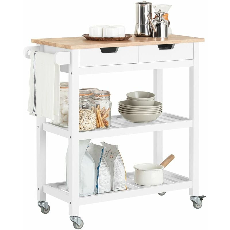 foto del prodotto sobuy carrello cucina credenza bianca l85p39a90cm,2 cassetti fkw68 wn