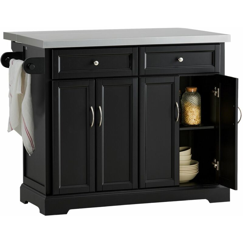 foto del prodotto sobuy carrello cucina credenza cucina mobile cucina bianco con route piano allungabile nero fkw71 sch