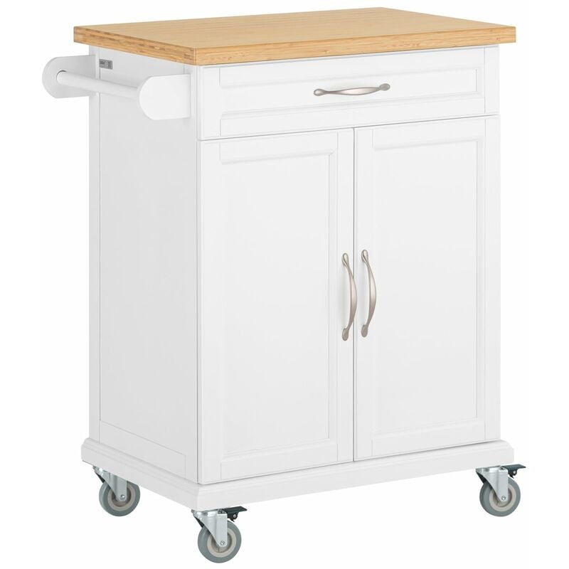 foto del prodotto sobuy carrello cucina,credenza cucina,mobile cucina con route,bianco fkw13 w
