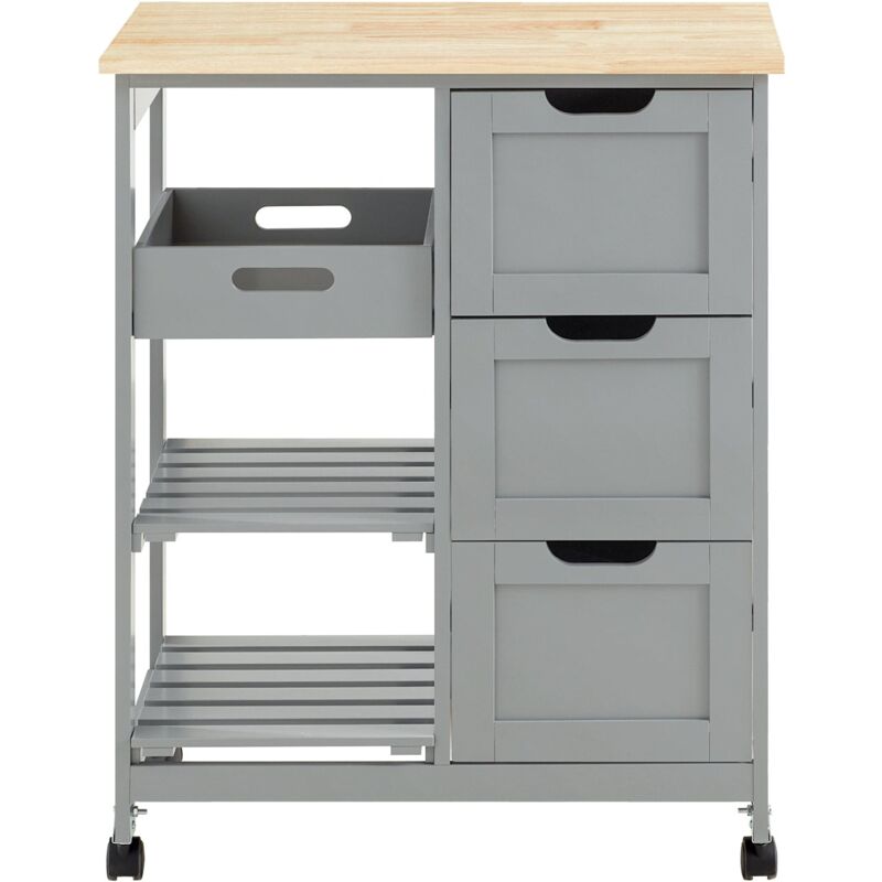 foto del prodotto sobuy carrello cucina credenza da cucina o bagno con 3 cassetti e 1 cestino l68p38a85 cm colore grigio fkw79 hg