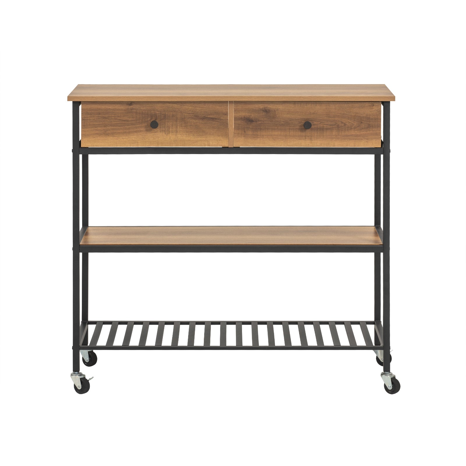 foto del prodotto sobuy carrello da cucina con 2 cassetti mobile da ingresso credenza carrello portaoggetti design industriale, fkw112 pf