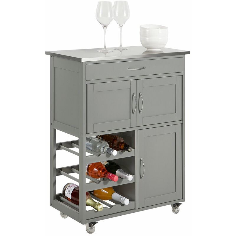 foto del prodotto sobuy carrello di servizio credenza in legno mobile cucina grigio fkw45 hg