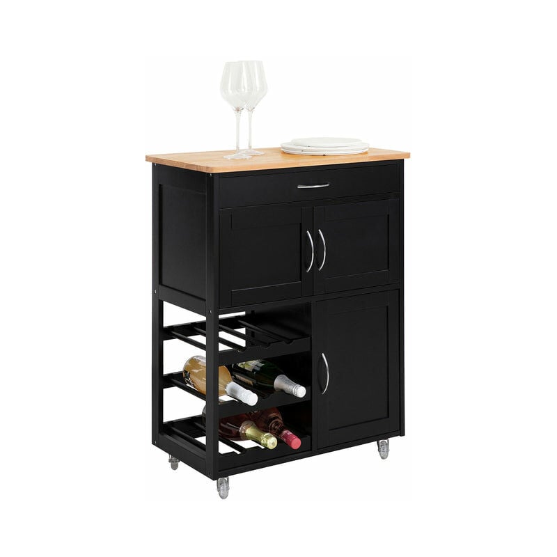 foto del prodotto sobuy carrello di servizio credenza in legno mobile cucina nero fkw45 sch
