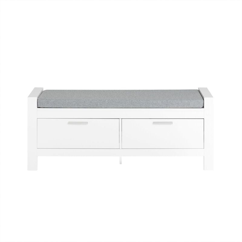 foto del prodotto sobuy cassapanca bianca contenitore panca camere da letto seduta con cuscino 2 cassetti con guide bianco l100p40a40cm fsr74 w
