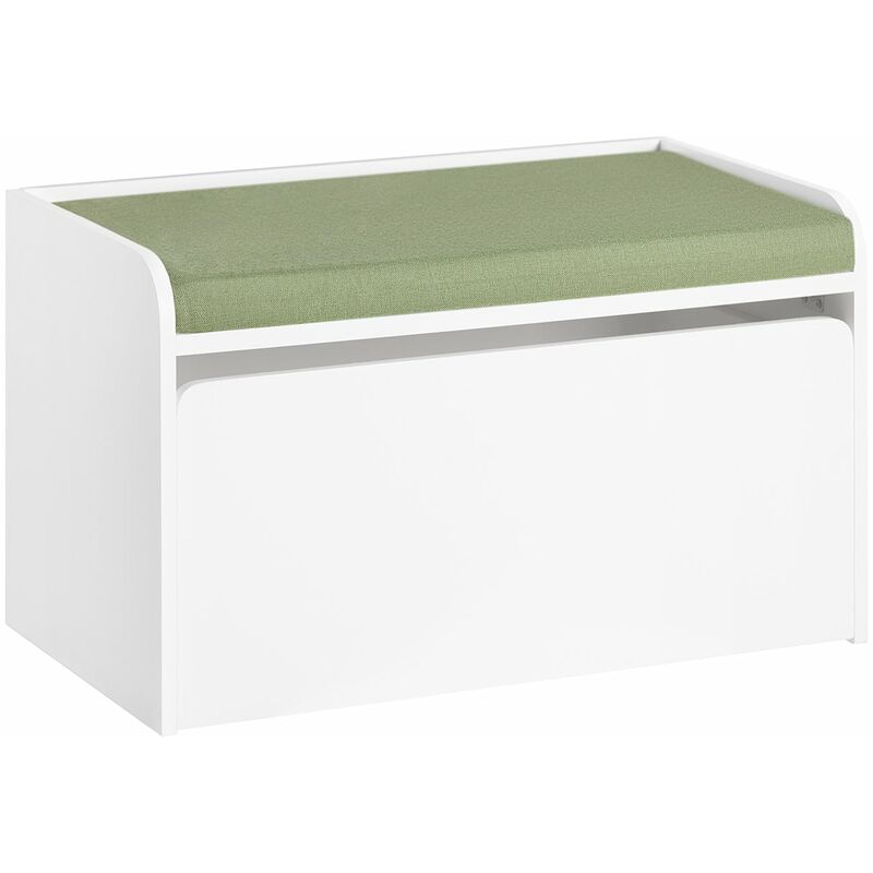 foto del prodotto sobuy cassapanca portagiochi per bambini scatola portaoggetti scarpiera con sedile bianco 60x34x35cm kmb80 w