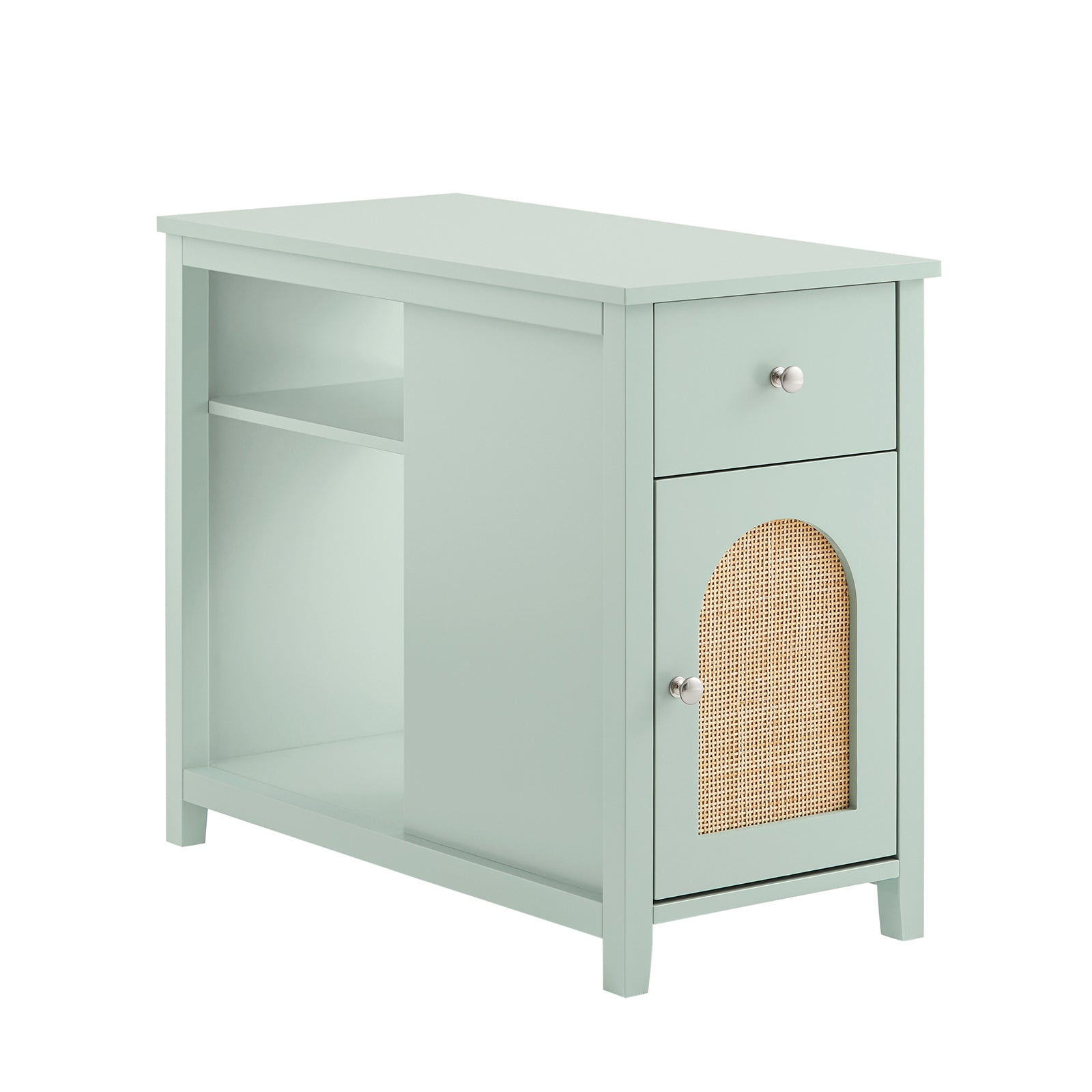 foto del prodotto sobuy comodino con cassetto tavolino divano tavolino stretto da soggiorno verde 35x70x60 cm fbt159 gr