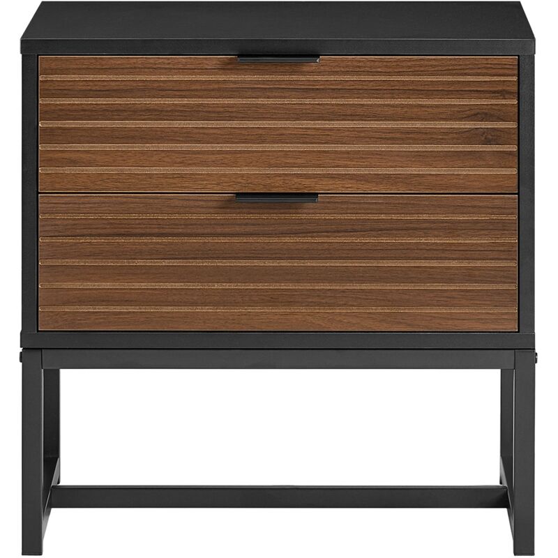 foto del prodotto sobuy comodino per letto con 2 cassetti tavolino stretto comodino telefono vintage marrone 50x40x50cm fbt156 br