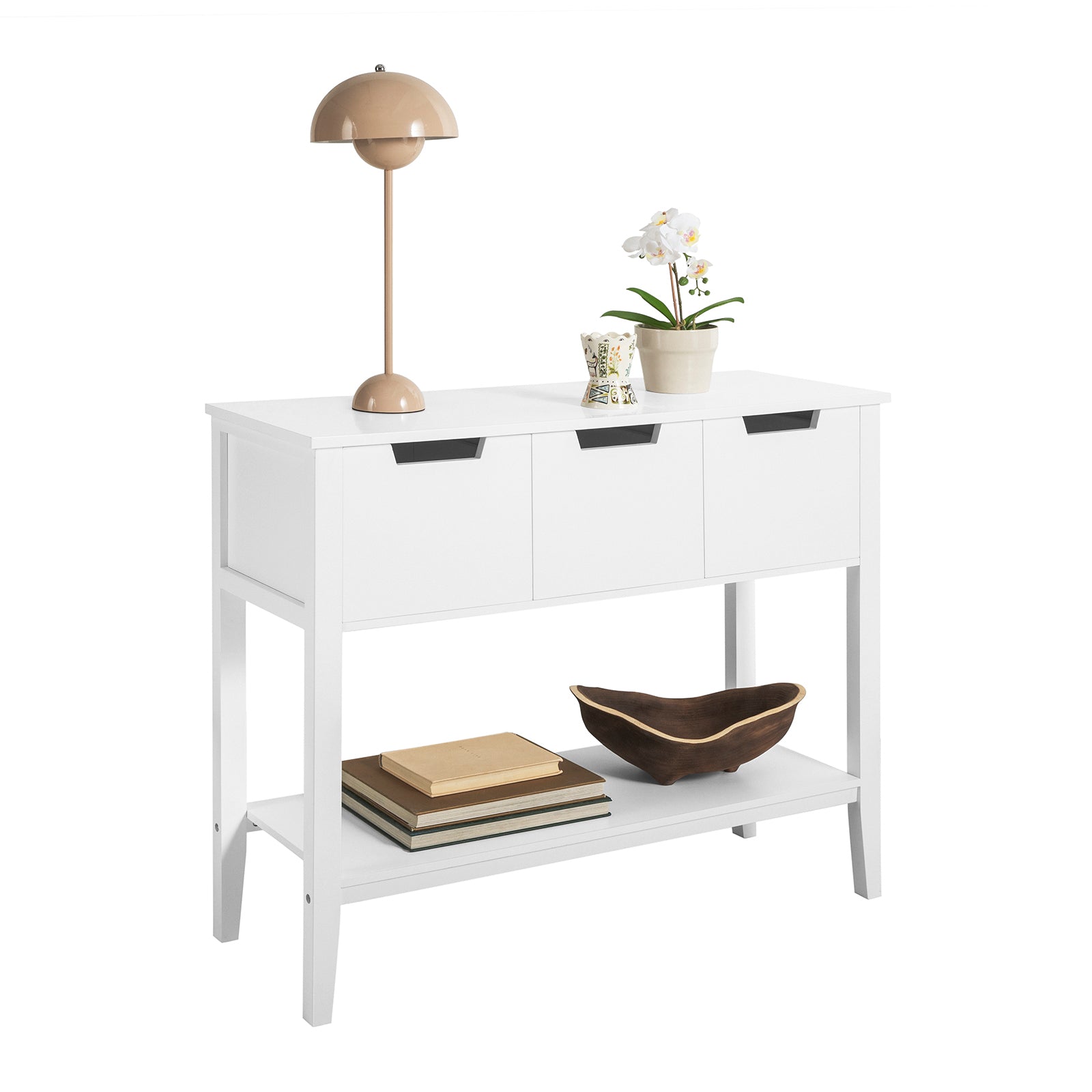 foto del prodotto sobuy consolle ingresso tavolino da soggiorno mobiletto con cassetti salvaspazio 93x33x79cm bianco fsb51 w