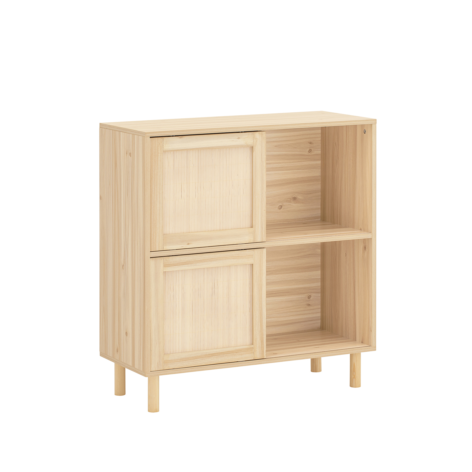 foto del prodotto sobuy credenza con 2 ante scorrevoli credenza decorativa consolle laterale stretta naturale 80x35x87cm fsb87-n