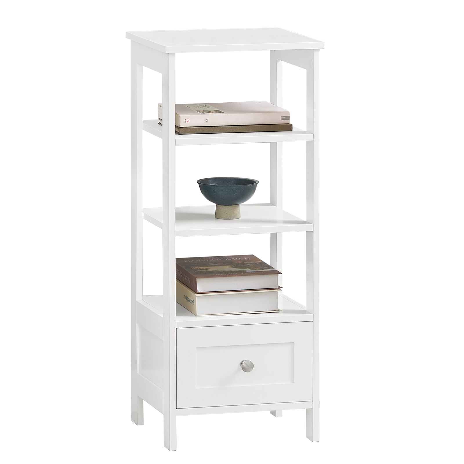 foto del prodotto sobuy fbt91-w tavolino comodino alto con cassetto e contenitore divano tavolo telefono comodino comodino bht circa 30x74x28 cm