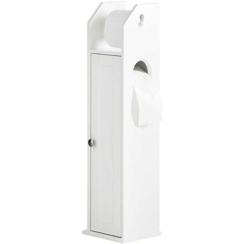 foto del prodotto sobuy frg135 w,piantana portarotolo e portascopino 2 in 1, mobile bagno, bianco, it
