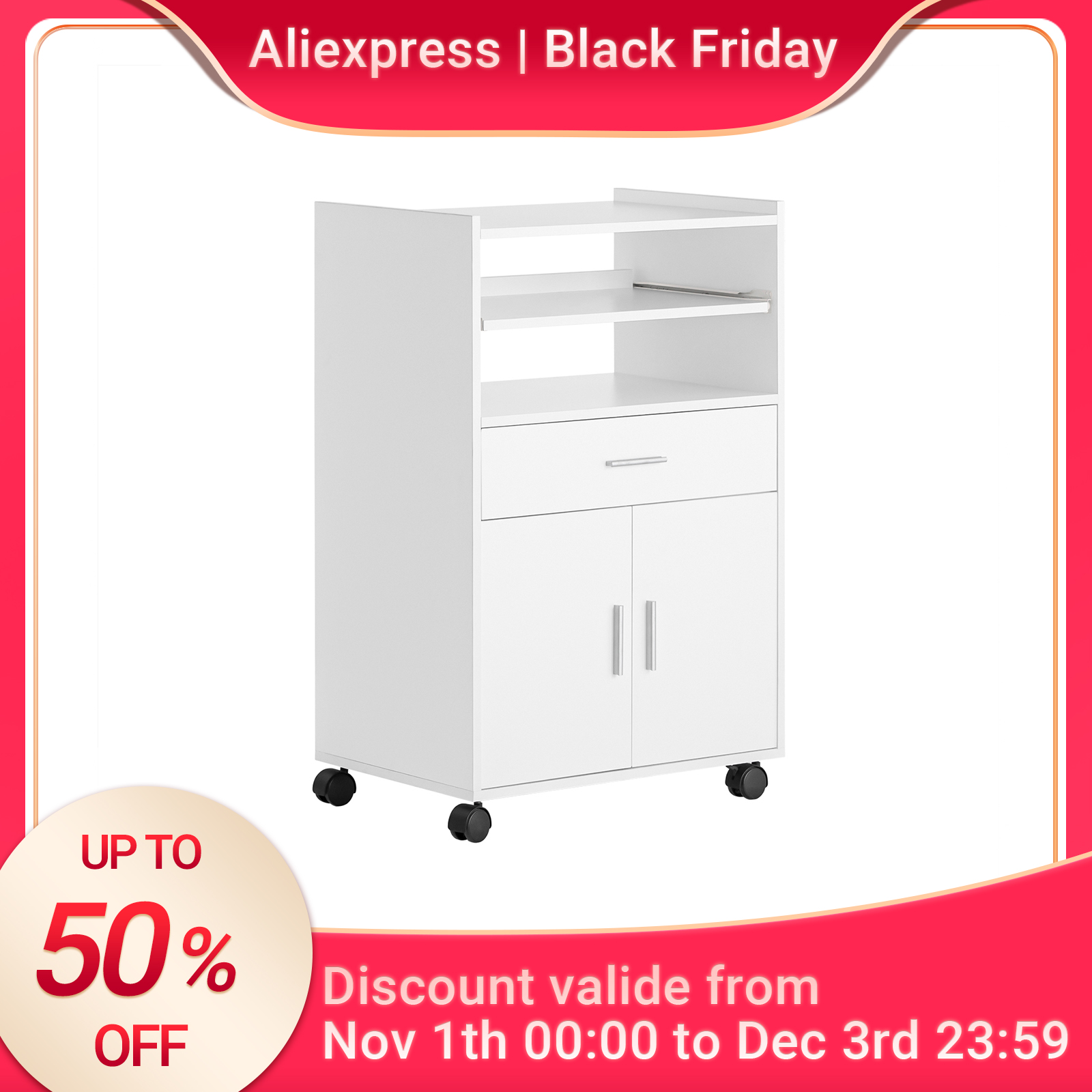 foto del prodotto sobuy fsb09 armadio da cucina carrello da cucina armadio in rotolo carrello per bevande armadio per microonde con scivolo