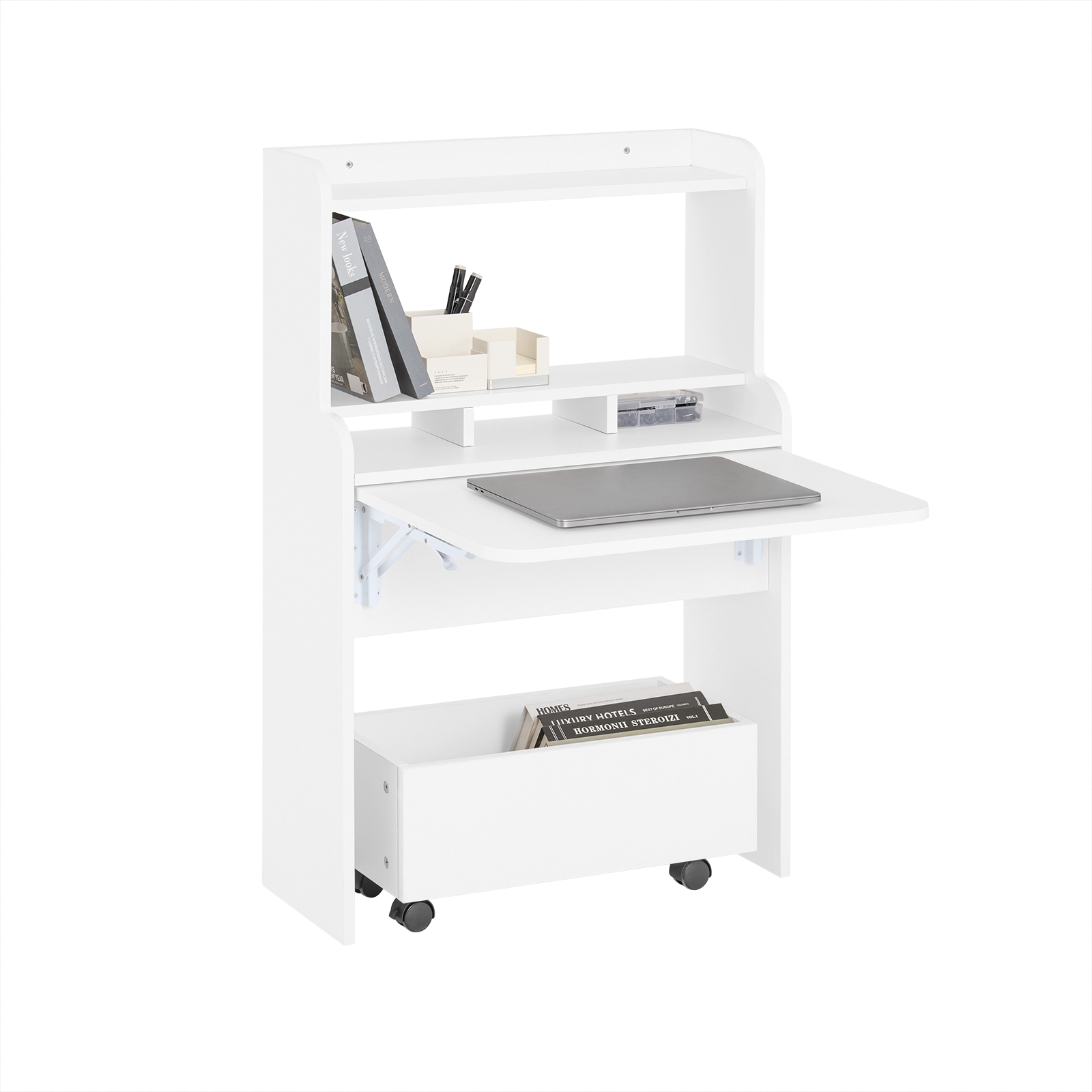 foto del prodotto sobuy fwt105-w tavolo da scrivania pieghevole per computer con tavolo pieghevole portaoggetti con scatola portaoggetti tavolo da ufficio per ufficio domestico