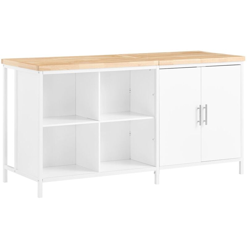 foto del prodotto sobuy isola cucina mobile da cucina autoportante credenza tavolo da bar design industriale bianco 170x60x89cm knl09 wn