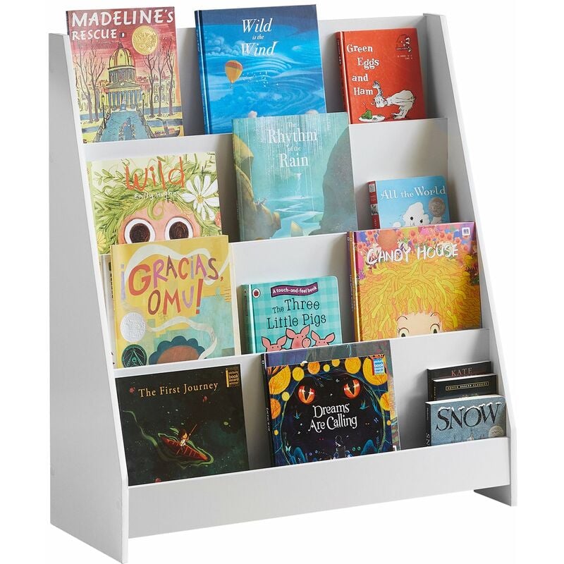 foto del prodotto sobuy libreria montessoriana per bambini scaffale portagiochi portariviste libreria bambini bianco kmb32 w