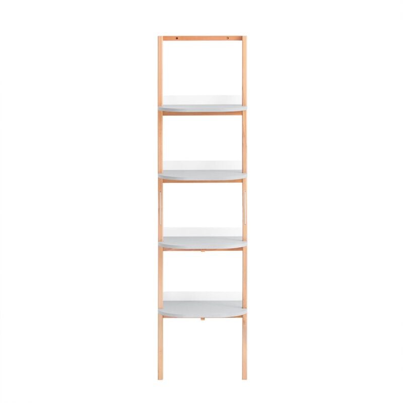 foto del prodotto sobuy libreria multifunzionale scaffale a scala con 4 ripiani scaffale da parete portaoggetti salvaspazio grigio 44x39x169 cm hstr02 k hg