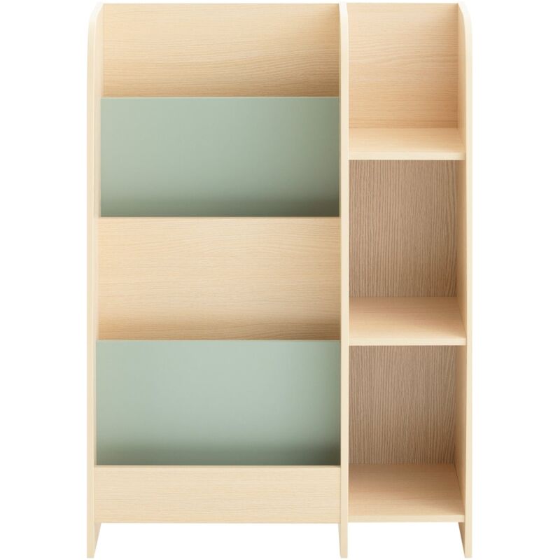foto del prodotto sobuy libreria per bambini con 3 ripiani scaffale a scala scaffale per giocattoli organizzatore di giocattoli verde 63x30x90cm kmb114 gr