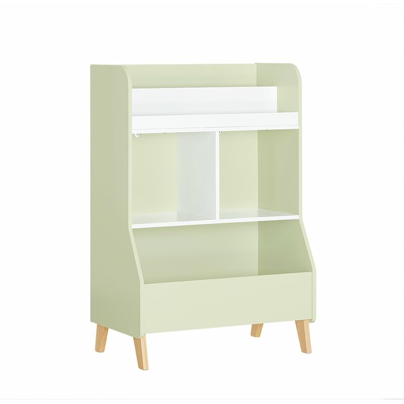 foto del prodotto sobuy libreria per bambini con vani portaoggetti e una scatola scaffale per giocattoli scaffale per bambini organizzatore di giocattoli verde