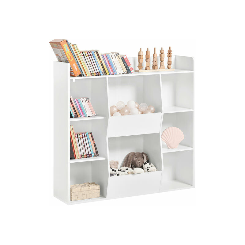 foto del prodotto sobuy libreria per bambini scaffale con 8 scomparti aperti scaffale per giocattoli bianco 106x30 x104cm kmb55 w