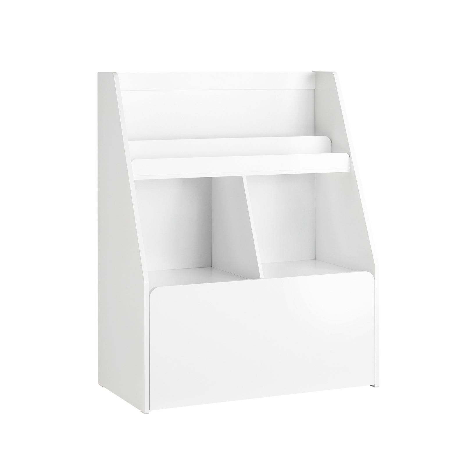 foto del prodotto sobuy libreria per bambini scaffale per bambini con cassapanca portagiochi estraibile mobili cameretta bianco 76x40x100cm kmb83 w