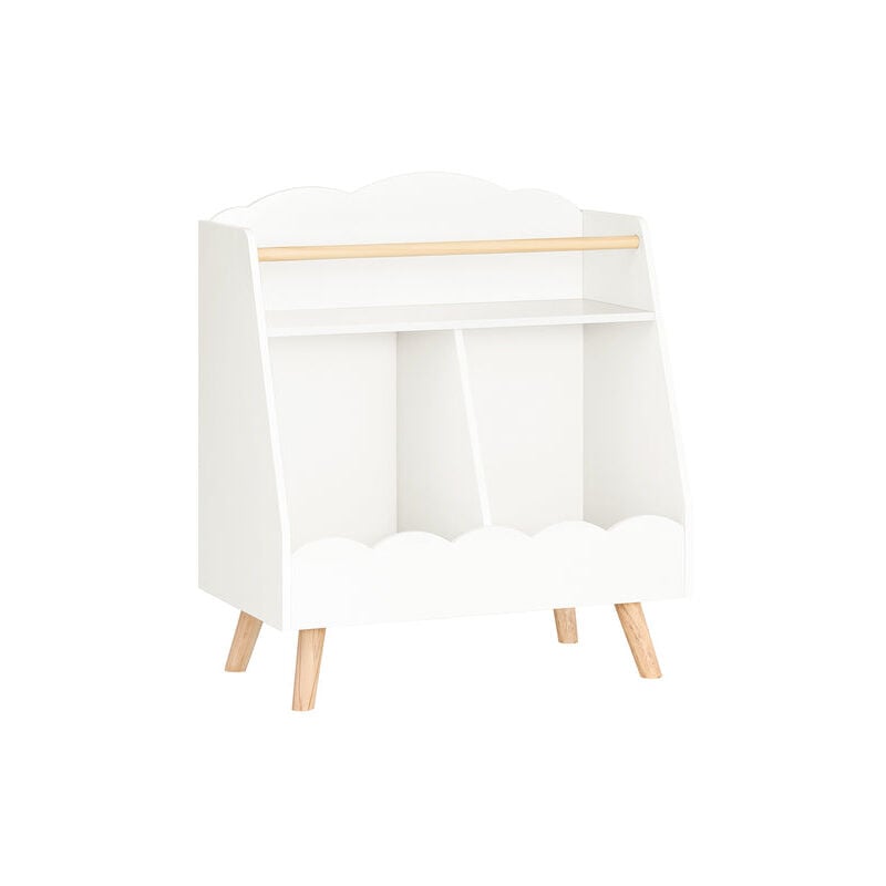 foto del prodotto sobuy libreria per bambini scaffale portaoggetti con 3 scomparti bianco 61x35x71cm kmb100 k w